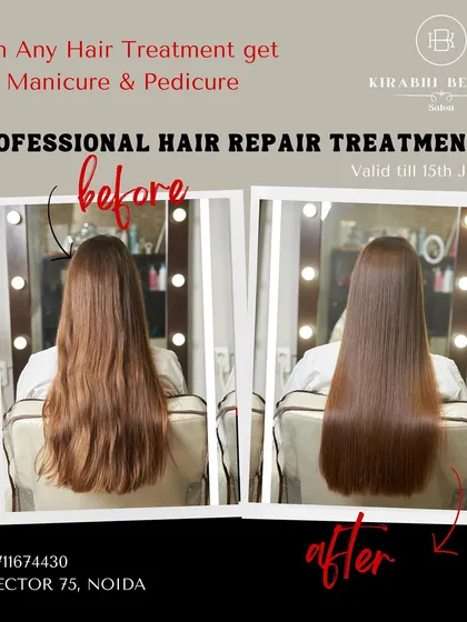 This is what it's all about. Taking hair that feels dry and damaged and turning it into something silky, smooth, and full of life. This professional hair repair treatment is one of my most popular services for a reason.