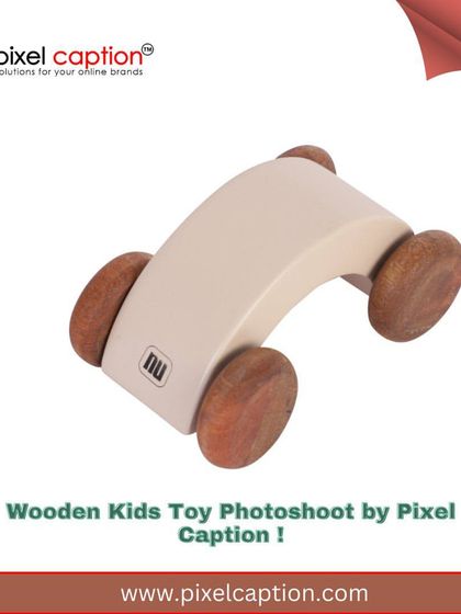 A branded shot of a simple wooden toy car, perfect for your e-commerce website or catalog.