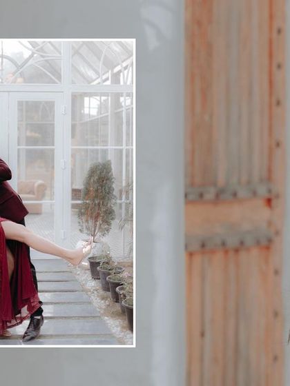 A collage featuring a dramatic dance dip. This shot is full of movement, passion, and romance, perfectly capturing the energy of the couple.