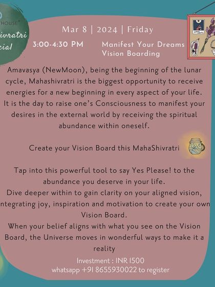 This Mahashivratri, we hosted a special workshop to manifest dreams by creating a vision board. The new moon provides a powerful energy for new beginnings, making it the perfect time to align your beliefs with your vision.