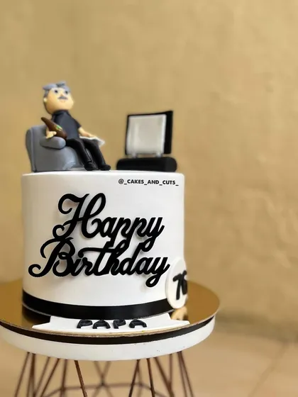 Another view of the 76th birthday cake, showing the "Happy Birthday Papa" message.