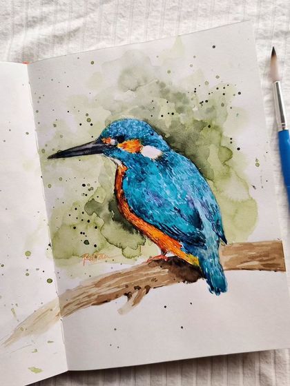A final look at the kingfisher sketch with my brush. It’s a reminder that you don’t always need the fanciest supplies to create something beautiful.