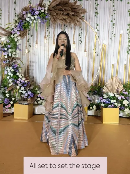 All set to take the stage and turn a simple gathering into a magical event. This is where I feel most at home, ready with the mic to guide the flow and energy of the celebration.