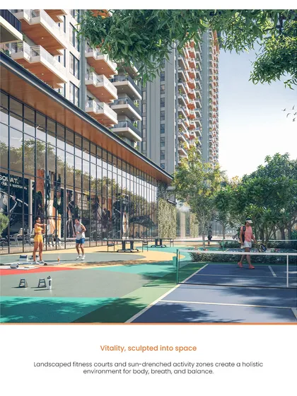 Vitality is sculpted into the landscape at Kutumb, with landscaped fitness courts and sun-drenched activity zones. We designed these spaces to create a holistic environment for body and balance, encouraging an active and healthy lifestyle within the community.