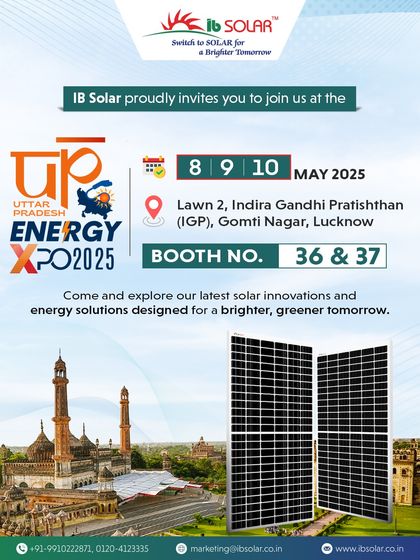 An invitation to join us at the Uttar Pradesh Energy Expo 2025. We showcased our latest solar innovations and energy solutions designed for a brighter, greener tomorrow at our booth in Lucknow.