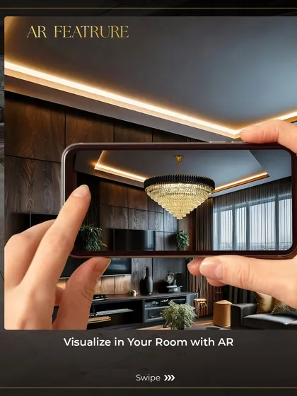 We've developed India's only lighting decor app with an AR feature. This allows you to visualize any of our chandeliers or lamps in your own room, ensuring you choose the perfect size and style before you buy.