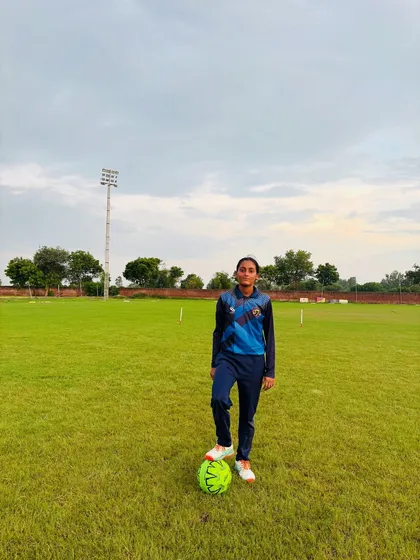 Our female cricketer enjoying a game of football during a warm-down session. We focus on all-round athletic development.