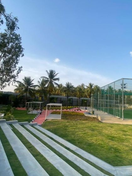 Another perspective of the concrete amphitheater, designed for durability and low maintenance in a high-traffic public area.