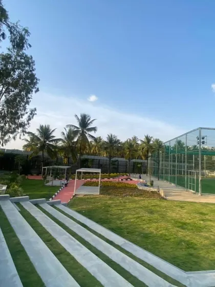 Another perspective of the concrete amphitheater, designed for durability and low maintenance in a high-traffic public area.