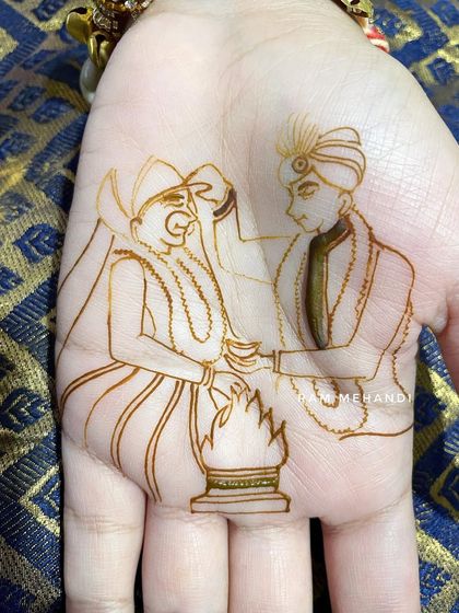 The initial sketch of a jaimala ceremony, capturing the moment the bride and groom exchange garlands. This is the foundation of a highly personal and memorable design.