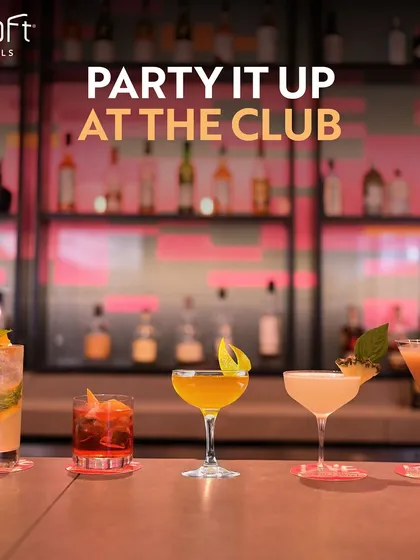 Party it up at the club at Aloft Hotels. Our bar serves a colorful lineup of expertly mixed cocktails, setting the mood for a vibrant and energetic night out.