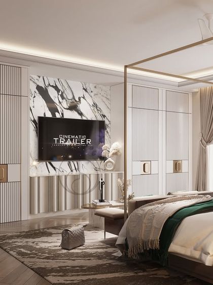 A beautifully appointed bedroom showcasing our signature style of quiet luxury. This space combines layered textures, a soothing color palette, and bespoke furniture to create a personal sanctuary for rest and relaxation.