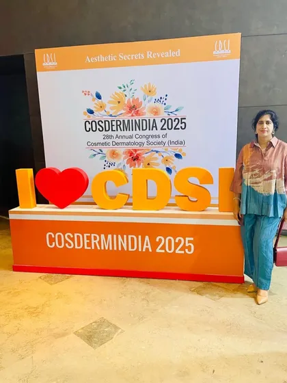 Continuous learning is essential in dermatology. This photo was taken at the COSDERMINIDA 2025 Annual Congress, where I engage with the latest research and technological advancements to ensure my patients receive the most current and effective care.