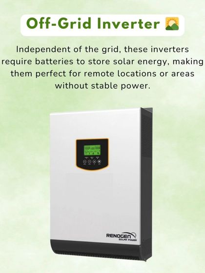 An off-grid inverter is for complete energy independence. It requires batteries to store solar energy, making it perfect for remote locations or areas with frequent power cuts.