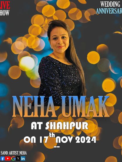 Announcing a wedding anniversary show in Shahpur. The bokeh background gives the poster a warm and celebratory feel.