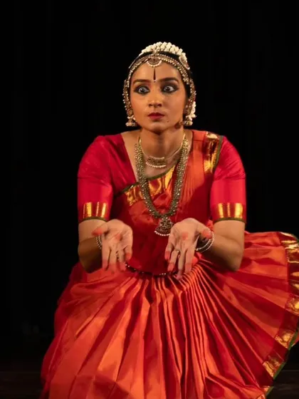 A single expression can tell an entire story. This moment from a performance in New Delhi captures the 'adbhuta rasa' or wonder. My focus in choreography is to create these impactful moments that connect with the audience on an emotional level.