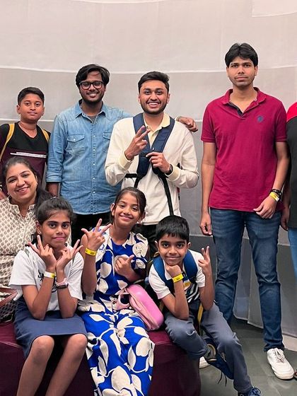 The whole MusiGo group posing together during our insightful tour of the Indian Music Experience museum.