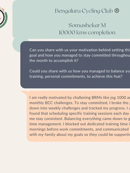 Another 'Spoke Talk' feature, this time with Somashekar M on his 10,000 kms milestone. He talks about how challenging BRMs and good time management helped him achieve his goal.