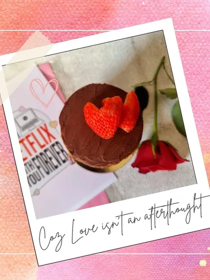A reminder that love isn't an afterthought. This Valentine's mini cake is perfect for a cozy celebration, paired here with a romantic card and a single red rose.