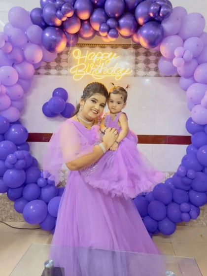 Make your daughter's birthday unforgettable with our matching lavender gown sets. These outfits are available to rent or buy in Navi Mumbai and surrounding areas.
