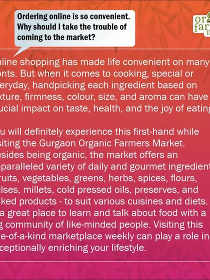 An infographic comparing the experience of shopping at the market versus the convenience of ordering online.