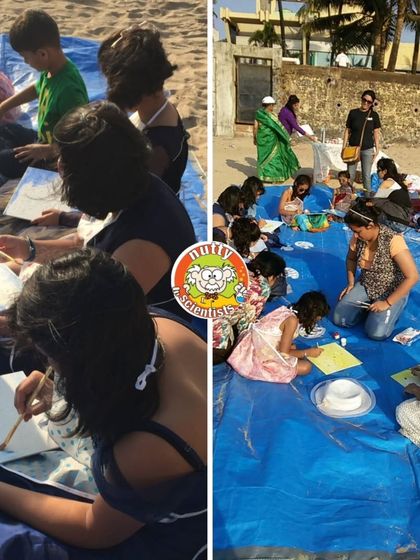 So much focus and creativity on display. A beach painting party is a unique and memorable way to celebrate a special day.