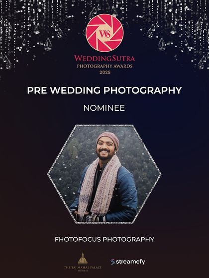 Our official nominee announcement for the Pre-Wedding Photography category, recognizing our ability to tell compelling love stories before the big day.