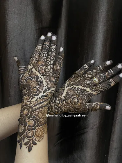 A different view of the intricate, full-coverage design, highlighting the fine details.