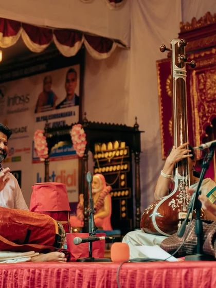 A candid moment of joy on stage at Sree Ramaseva Mandali. The connection with my band members is telepathic, and it's a blessing to create music with such wonderful artists.