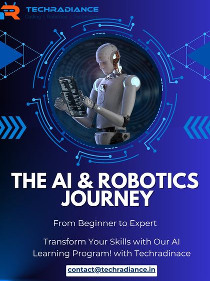 A promotional poster for "The AI & Robotics Journey," our program designed to take students from beginner to expert.