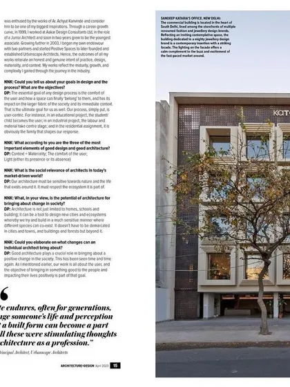 Our principal architect discusses the enduring nature of good design in this magazine feature. The article highlights how a built form can become a part of memory and perception for generations, a core belief that drives our work.