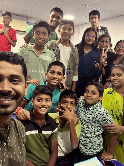 Another happy group photo from our Peacock Green themed Navratri day. These celebrations are an integral part of the Sai Classes experience.