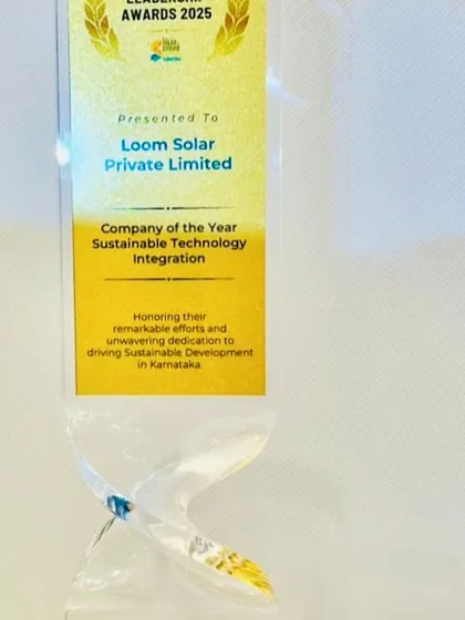 A close-up of the "Company of the Year" award, a testament to my team's dedication to driving sustainable development in Karnataka.