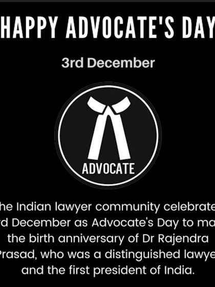 Wishing all my colleagues a Happy Advocate's Day. It is a privilege to be part of a community dedicated to upholding justice, a legacy started by distinguished lawyers like Dr. Rajendra Prasad.