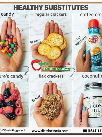 Small changes lead to big results. This visual guide shows simple, healthy food swaps you can make today, like choosing berries over candy or using coconut oil instead of processed creamers. These swaps increase nutrient intake and reduce empty calories.