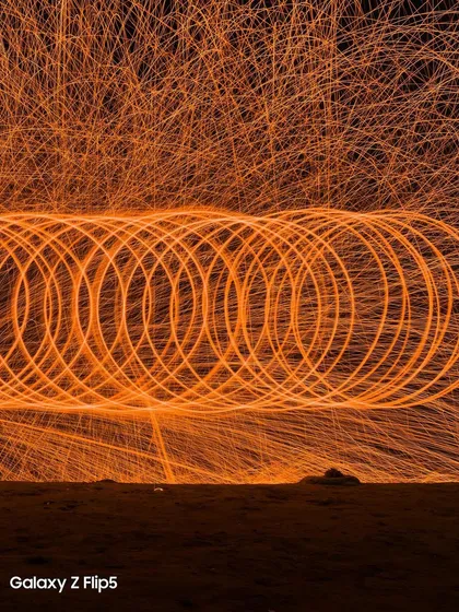 For Samsung's Galaxy Z Flip 5 launch, I used advanced techniques like steel wool photography to create visually striking images that stop the scroll and highlight the phone's impressive low-light capabilities.