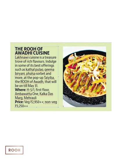We were grateful to be featured in HT City for our "Rooh of Awadh" pop-up, a testament to the rich culinary experience we curated.