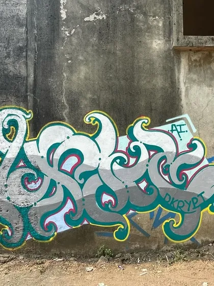 Indian Masala Magik, "D क्रिप्ट", done with the last of my cans. It's about making the most of what you have. The organic, flowing letters have a life of their own.