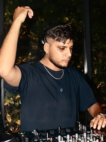 A simple, focused shot of me lost in the rhythm of the music.