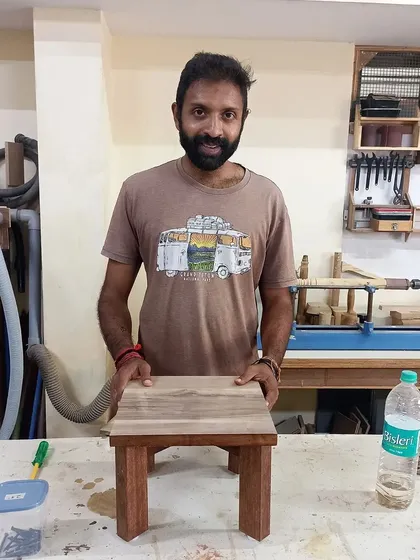 Vijeth got an introduction to using hand tools and built this sturdy little stool. It’s a fantastic first project that teaches the fundamentals of joinery and finishing, and you get to take home a piece of functional furniture.