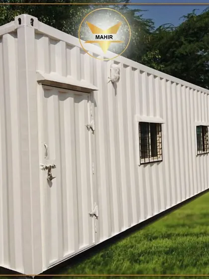 This versatile white container unit, placed on a lush lawn, demonstrates the clean and adaptable aesthetic of our builds. It can serve as a tiny home, a backyard office, a home gym, or even a pop-up retail store.
