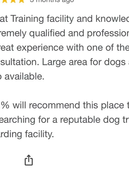 We are proud to be recommended as a reputable and professional training and boarding facility. Positive feedback from our clients keeps us striving to improve.