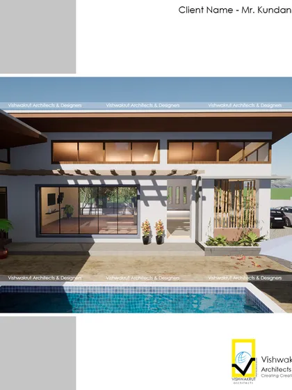 A render of the building's exterior, showing how the rooms open up to the pool area. The large glass doors create a seamless indoor-outdoor living experience for guests.