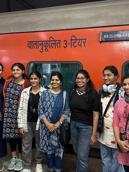 A group photo capturing the start of an unforgettable journey to the Republic Day parade.