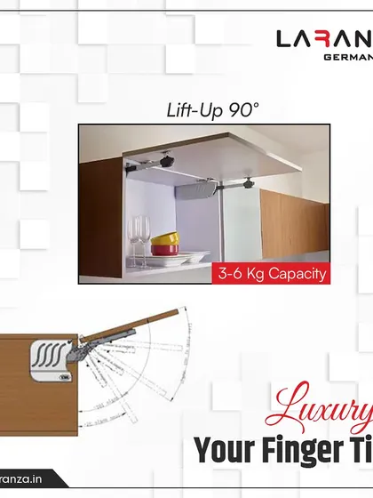 Luxury at your fingertips. My 90-degree lift-up systems are designed for high-end kitchens, combining sophisticated functionality with a 3-6 kg capacity.