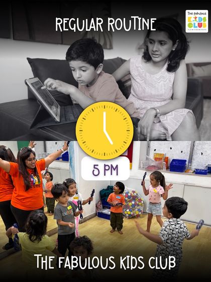 At 5 PM, while some kids are on tablets, ours are starting their Music & Notes class, moving their bodies and engaging their brains.