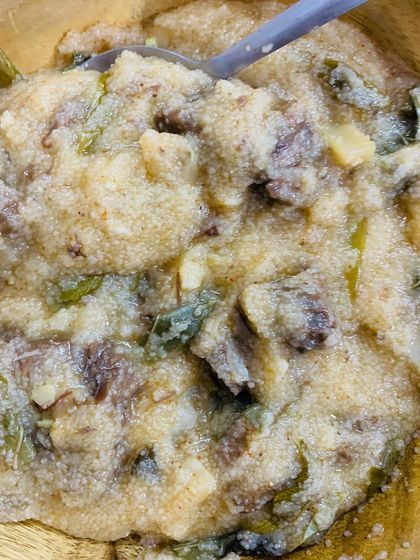 Another shot of the beef Amsu. It's a great way to make a new meal from leftovers.