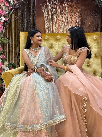 A lovely moment between two sisters, both dressed in my rental outfits. It shows how my collection has something for everyone, for every role in a celebration.