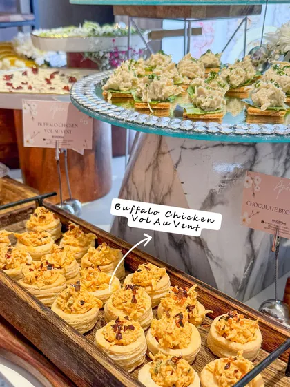 Our Buffalo Chicken Vol au Vents, served at the Bioderma event. These savory, creamy, and slightly spicy bites were a huge hit.