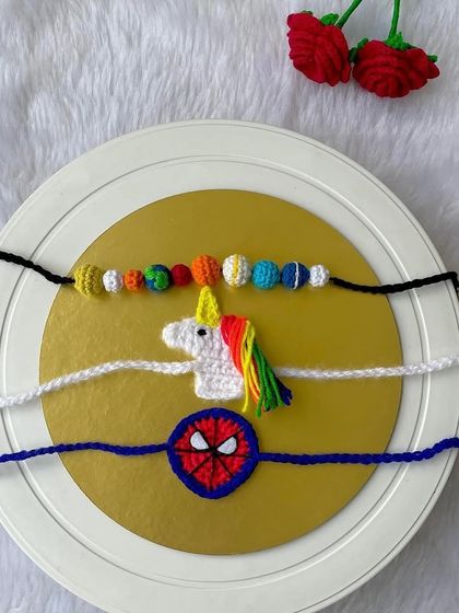 Eco-friendly, personalized Rakhis are a beautiful way to celebrate the bond between siblings. I can make them with initials, or with favorite characters like Spider-Man and unicorns.